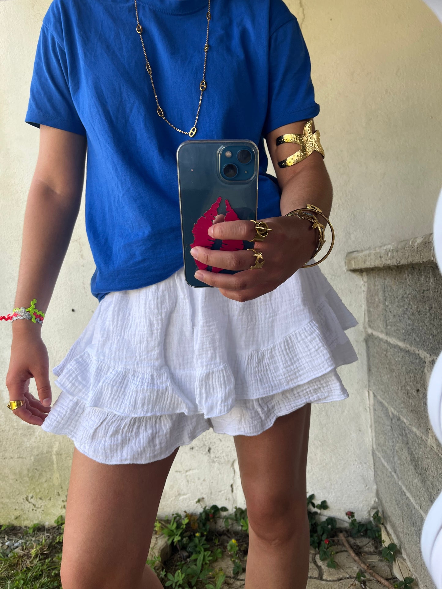 Jupe short en gaz de coton LOLA BLANC