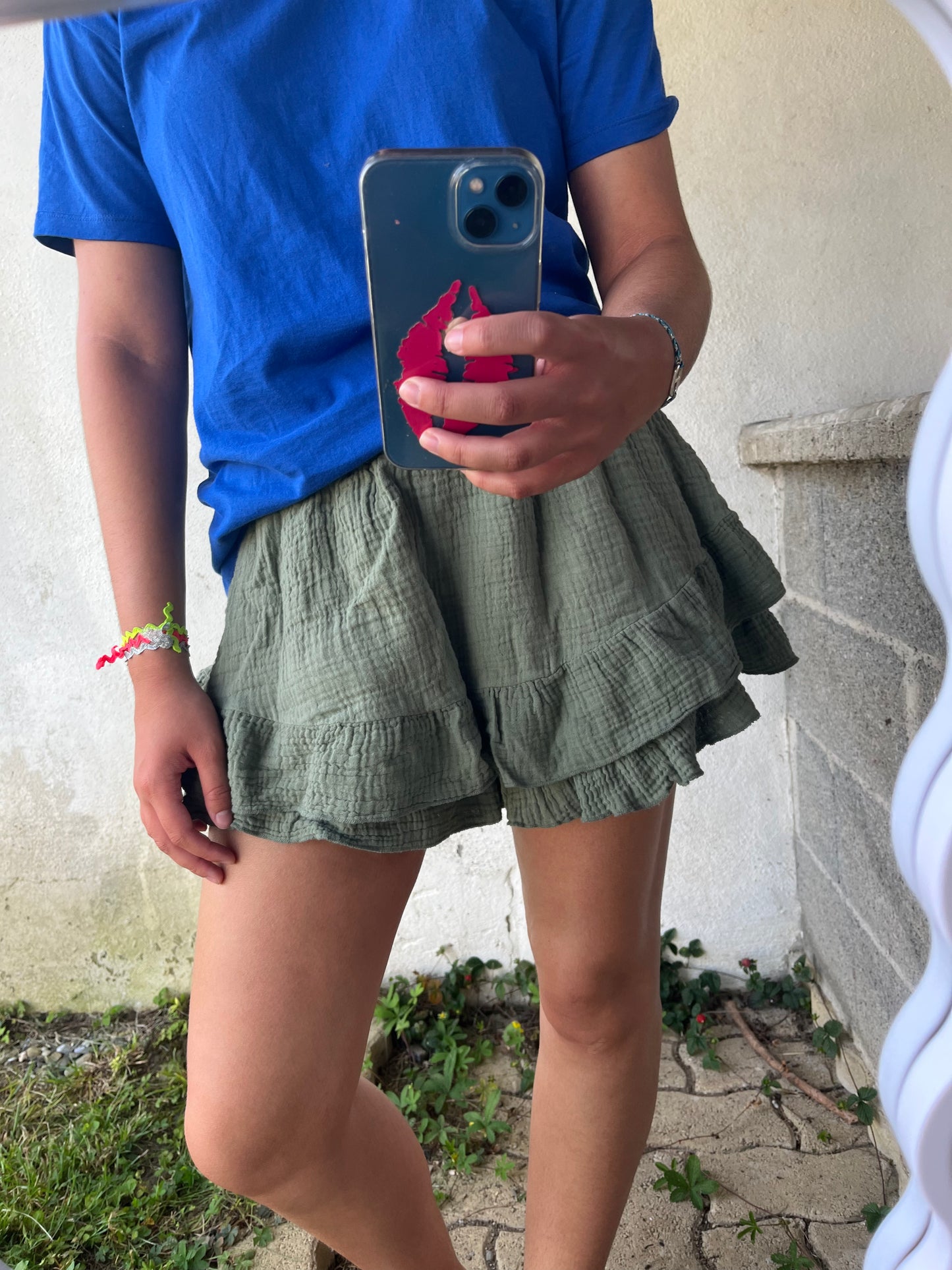 Jupe short en gaz de coton LOLA KAKI