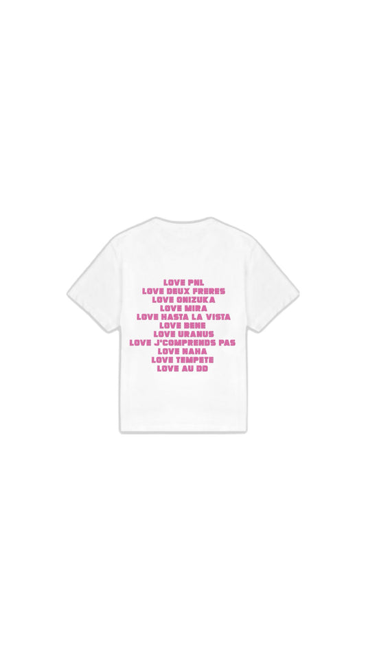 T-SHIRT " LOVE PNL " en rose pailleté