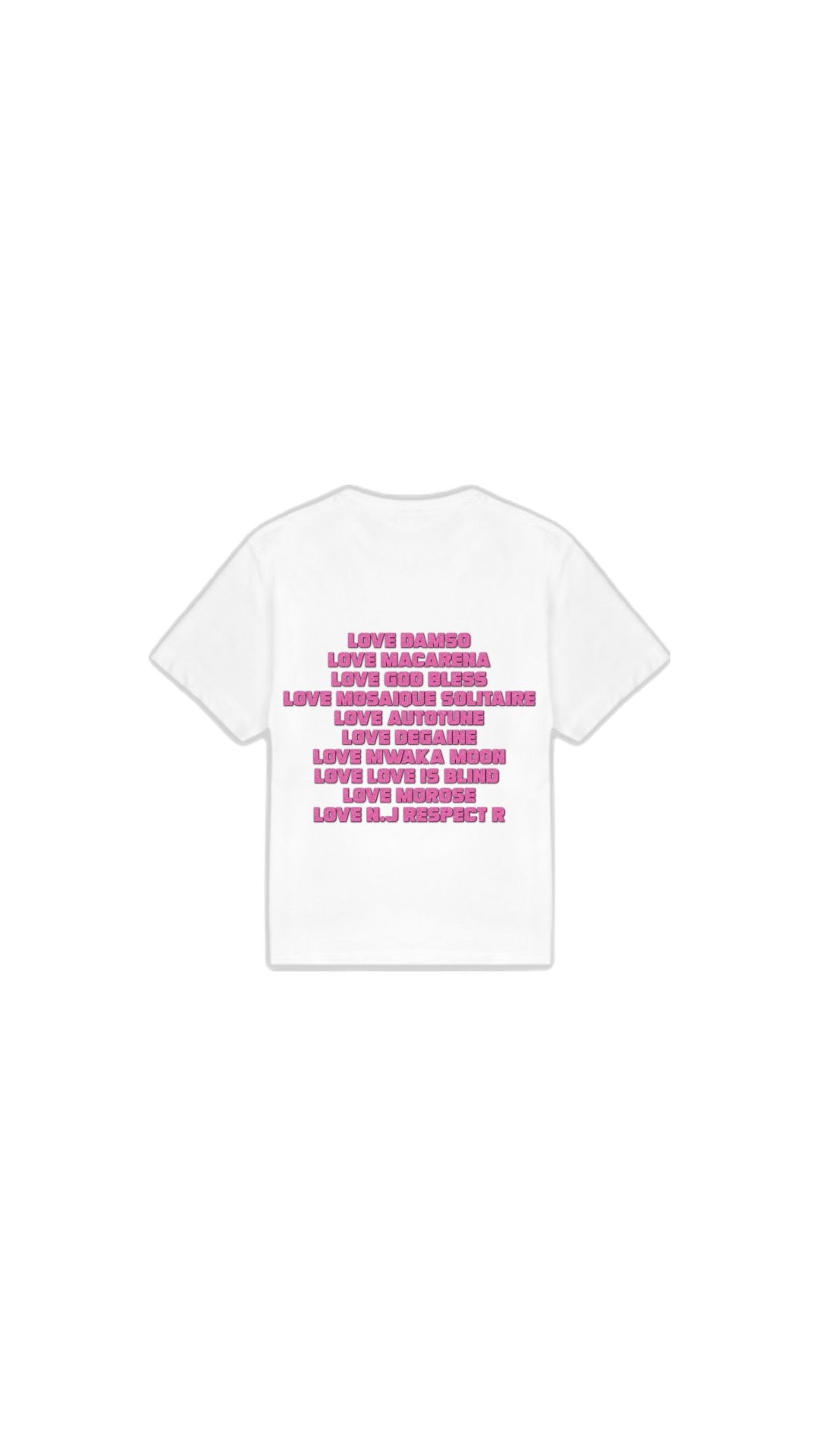 T-SHIRT " LOVE DAMSO " en rose pailleté