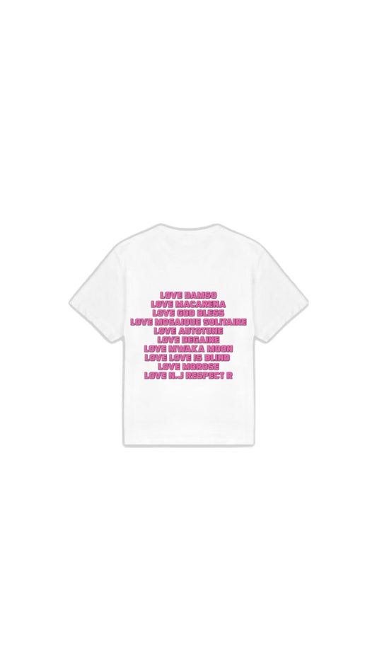 T-SHIRT " LOVE DAMSO " en rose pailleté