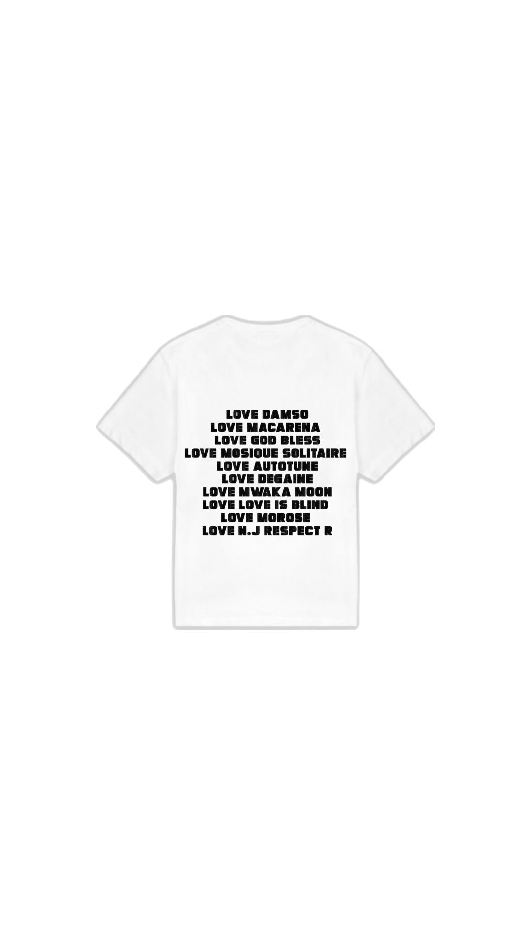 T-SHIRT " LOVE DAMSO " en noir argenté pailleté