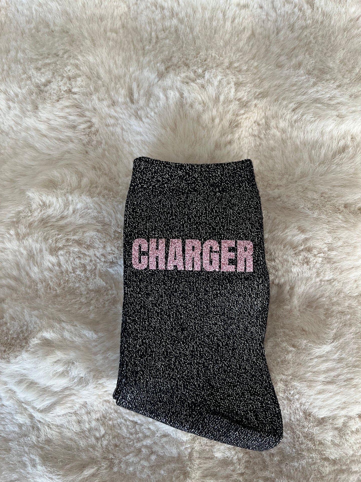 Chaussettes à paillettes " CHARGER " noir