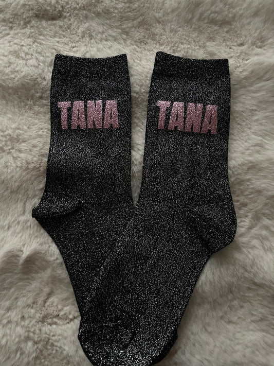 Chaussettes à paillettes " TANA " noir