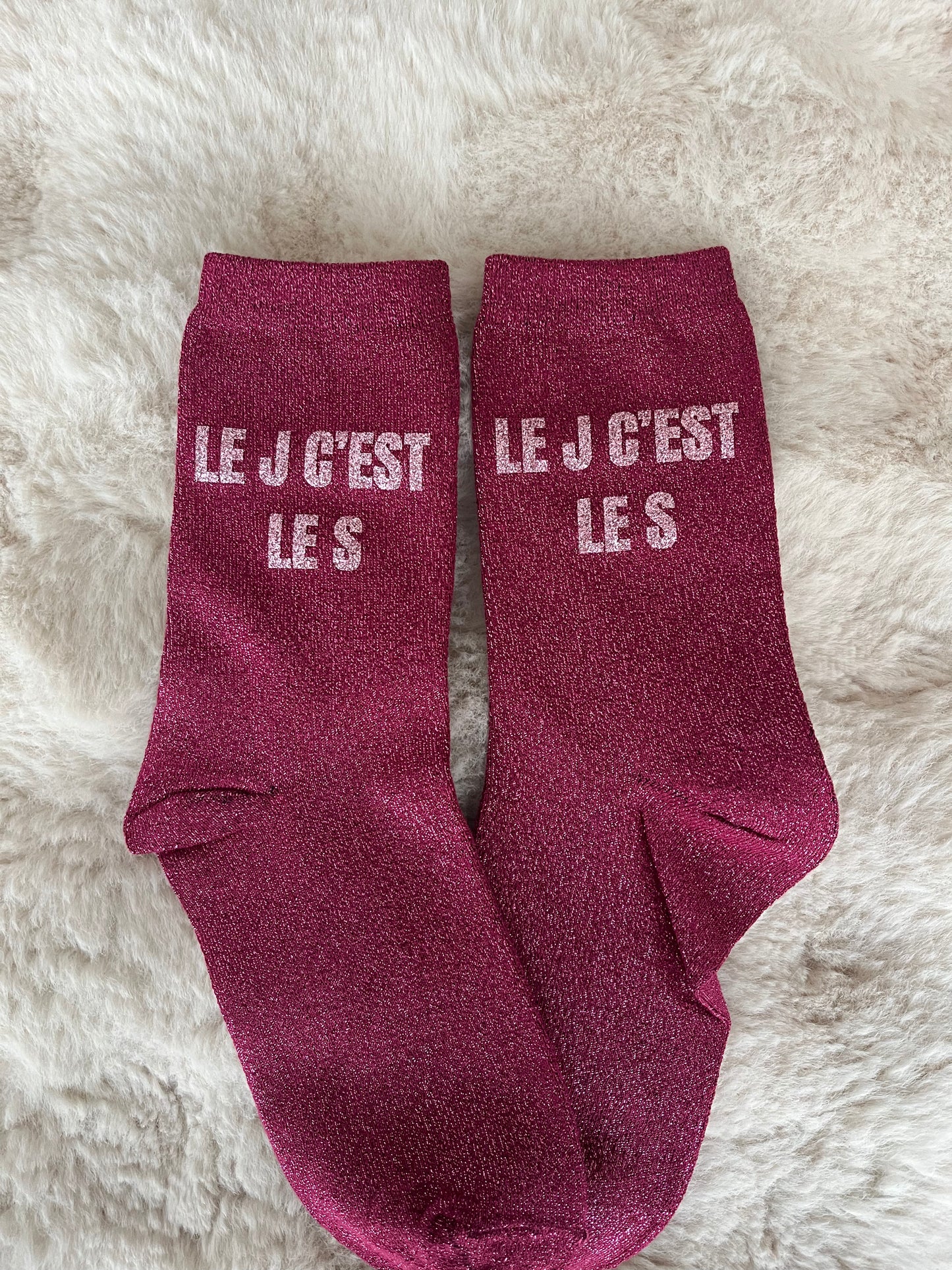 Chaussettes à paillettes " LE J C'EST LE S"